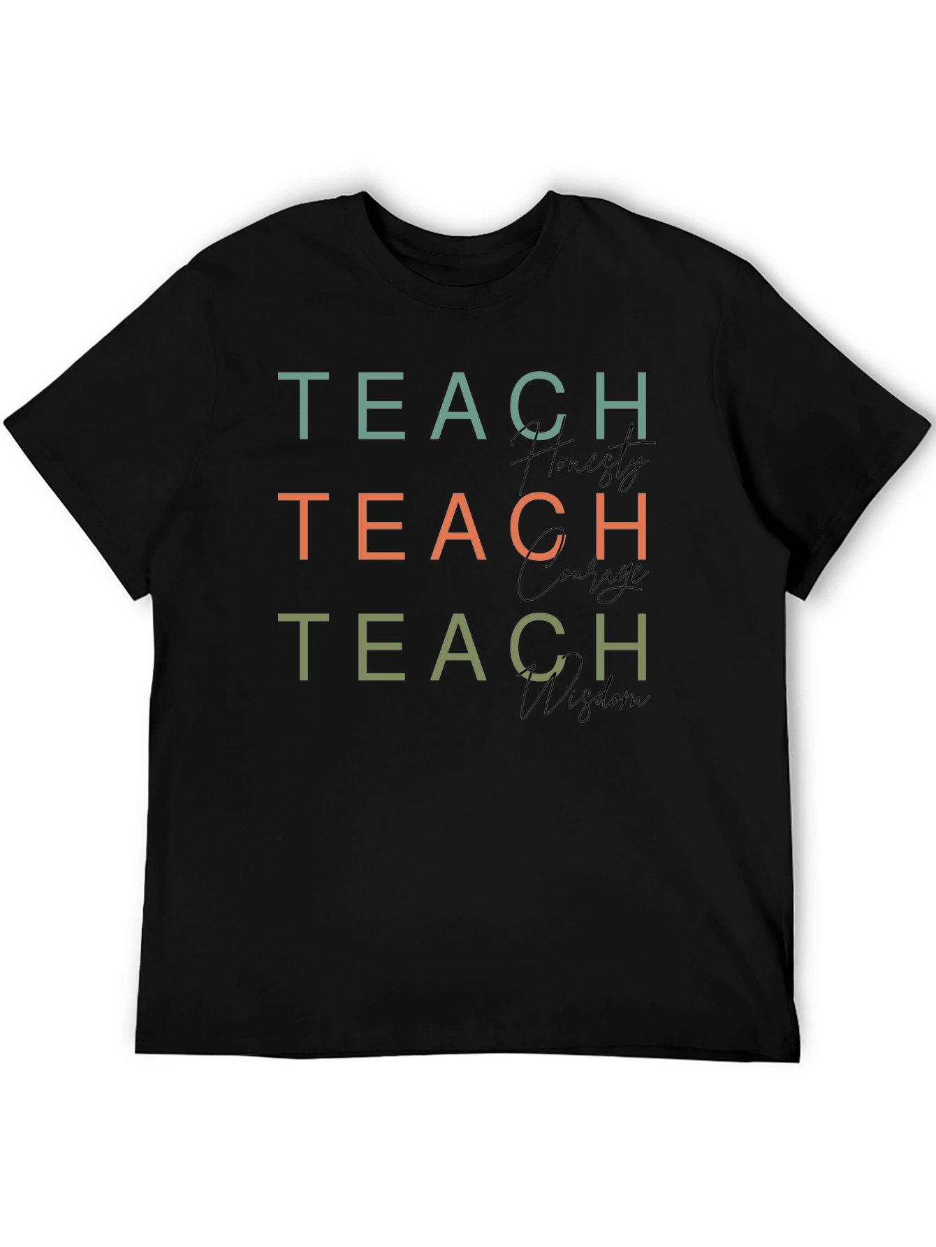 Camiseta Negra Teach Honesty Courage Wisdom