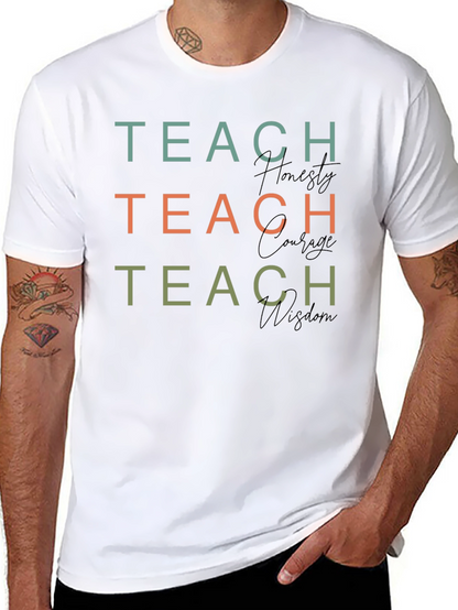 Camiseta Negra Teach Honesty Courage Wisdom