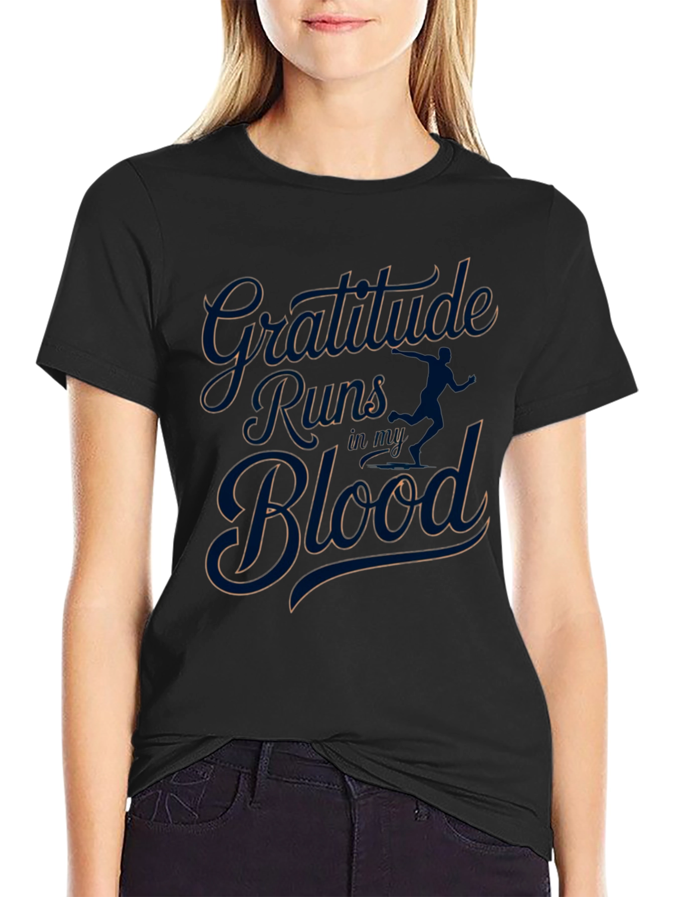 Camiseta Negra Gratitude Runs in my Blood