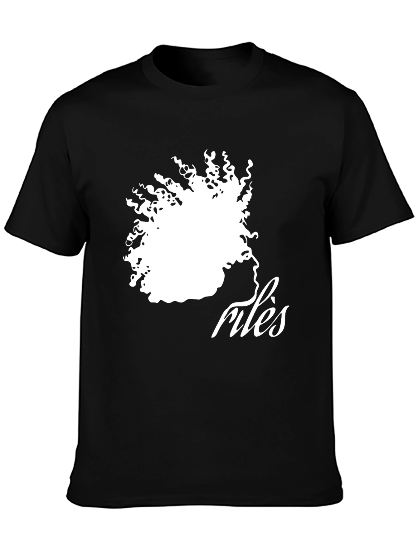 Camiseta Negra con Diseño Abstracto de Rostro Femenino