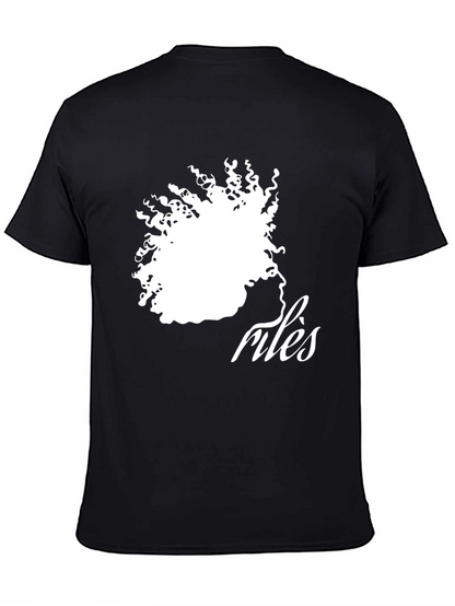 Camiseta Negra con Diseño Abstracto de Rostro Femenino