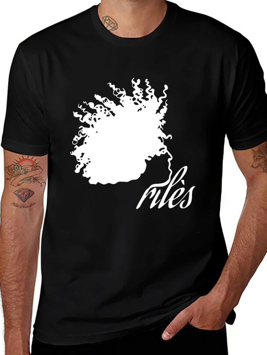 Camiseta Negra con Diseño Abstracto de Rostro Femenino