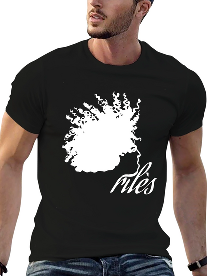 Camiseta Negra con Diseño Abstracto de Rostro Femenino