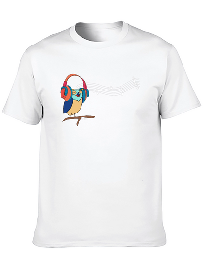 Camiseta Negra con Diseño de Búho Musical