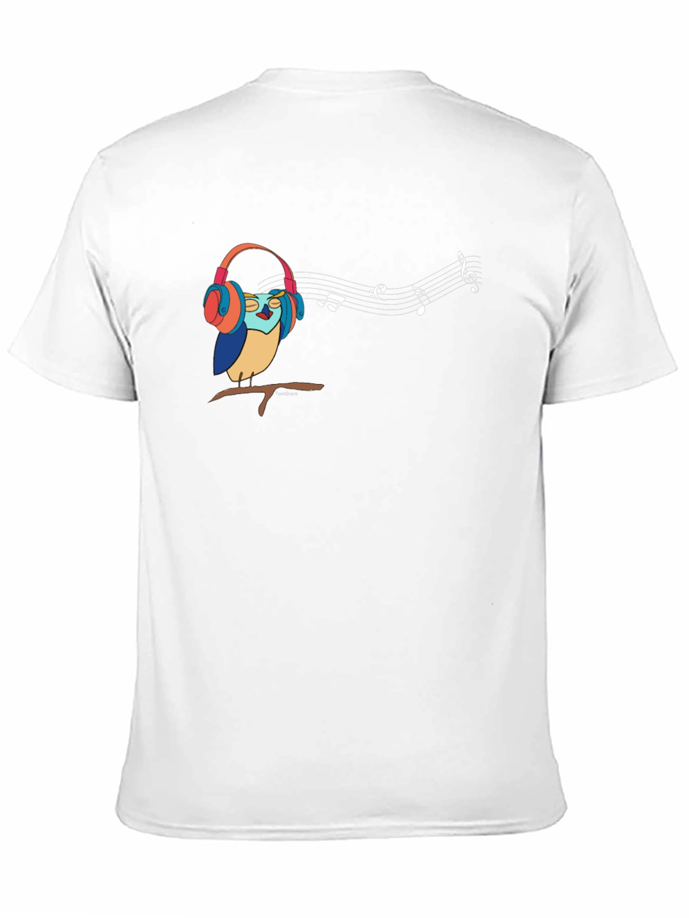 Camiseta Negra con Diseño de Búho Musical