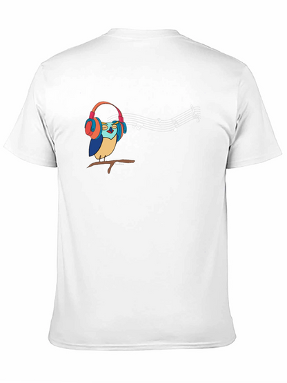 Camiseta Negra con Diseño de Búho Musical