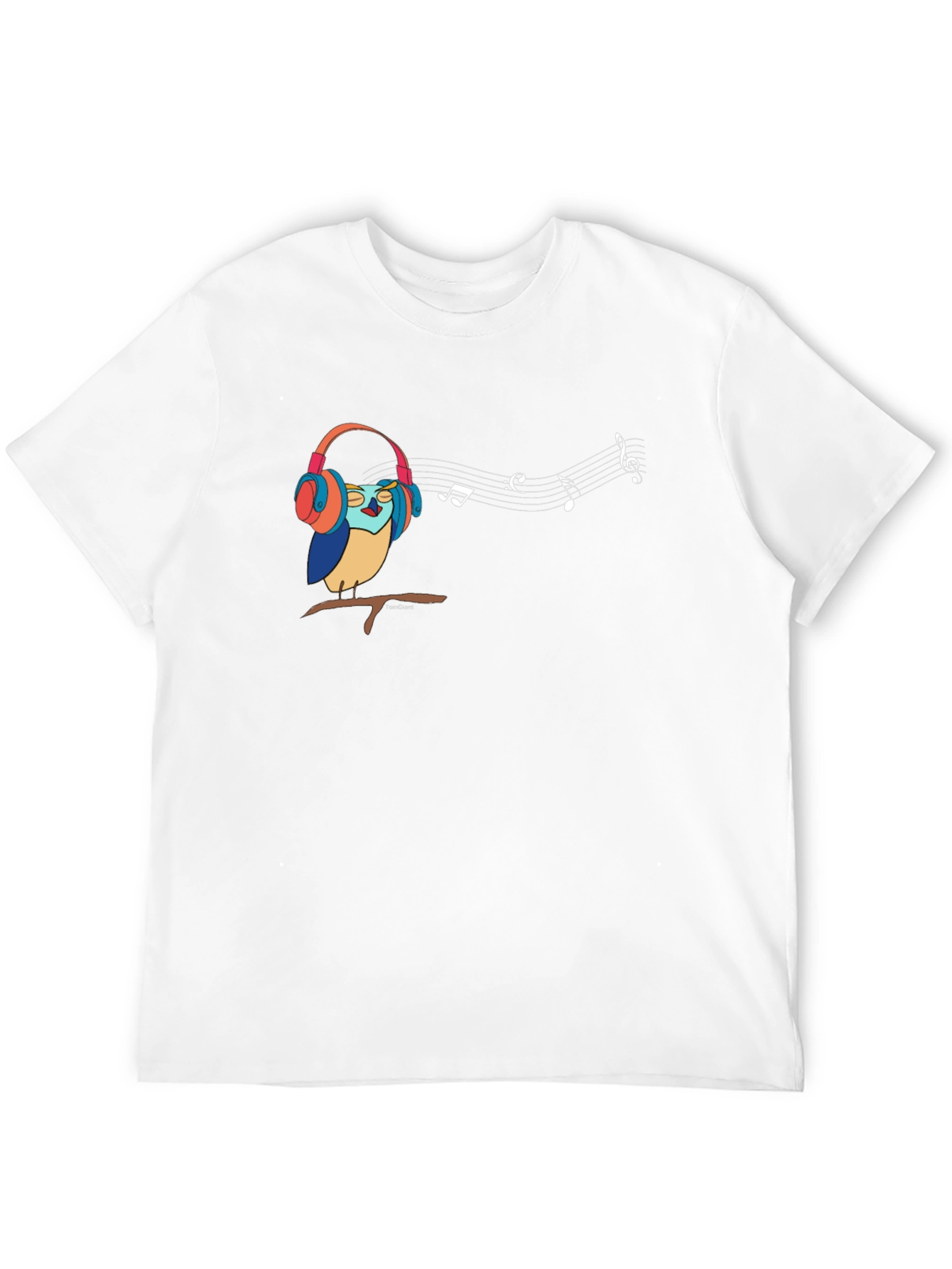 Camiseta Negra con Diseño de Búho Musical