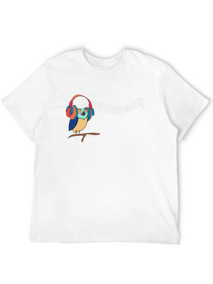 Camiseta Negra con Diseño de Búho Musical
