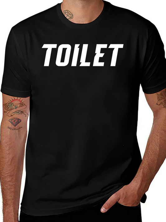 Camiseta Negra con Estampado TOILET en Blanco