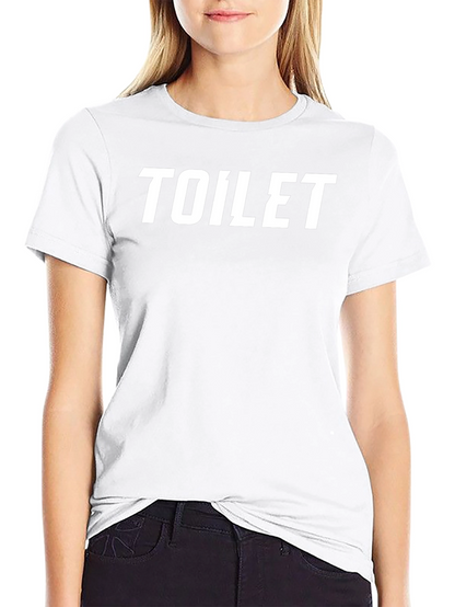 Camiseta Negra con Estampado TOILET en Blanco
