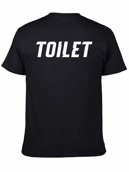 Camiseta Negra con Estampado TOILET en Blanco