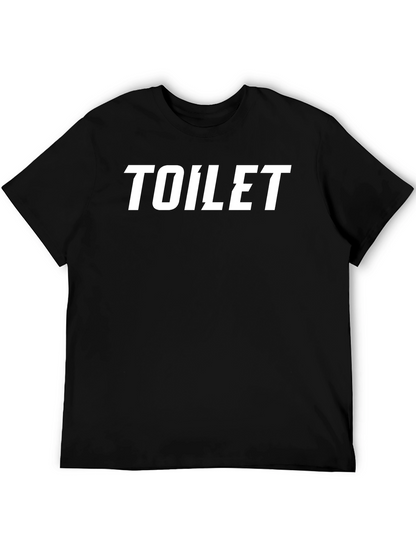 Camiseta Negra con Estampado TOILET en Blanco