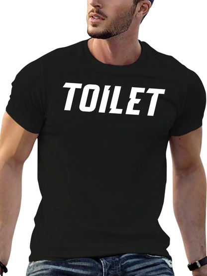 Camiseta Negra con Estampado TOILET en Blanco