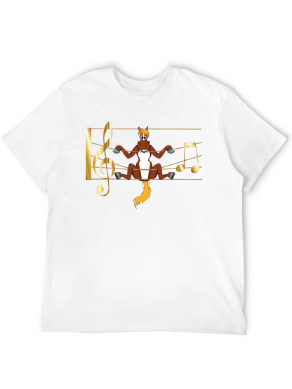 Camiseta Negra con Diseño Musical de Caballo Divertido