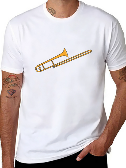 Camiseta Negra con Diseño de Trombón Dorado