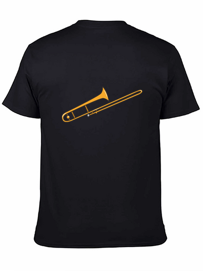 Camiseta Negra con Diseño de Trombón Dorado
