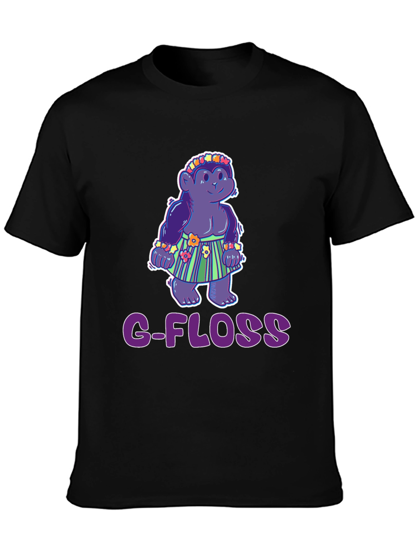 Camiseta Negra con Diseño Gracioso G-FLOSS
