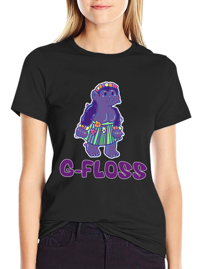 Camiseta Negra con Diseño Gracioso G-FLOSS