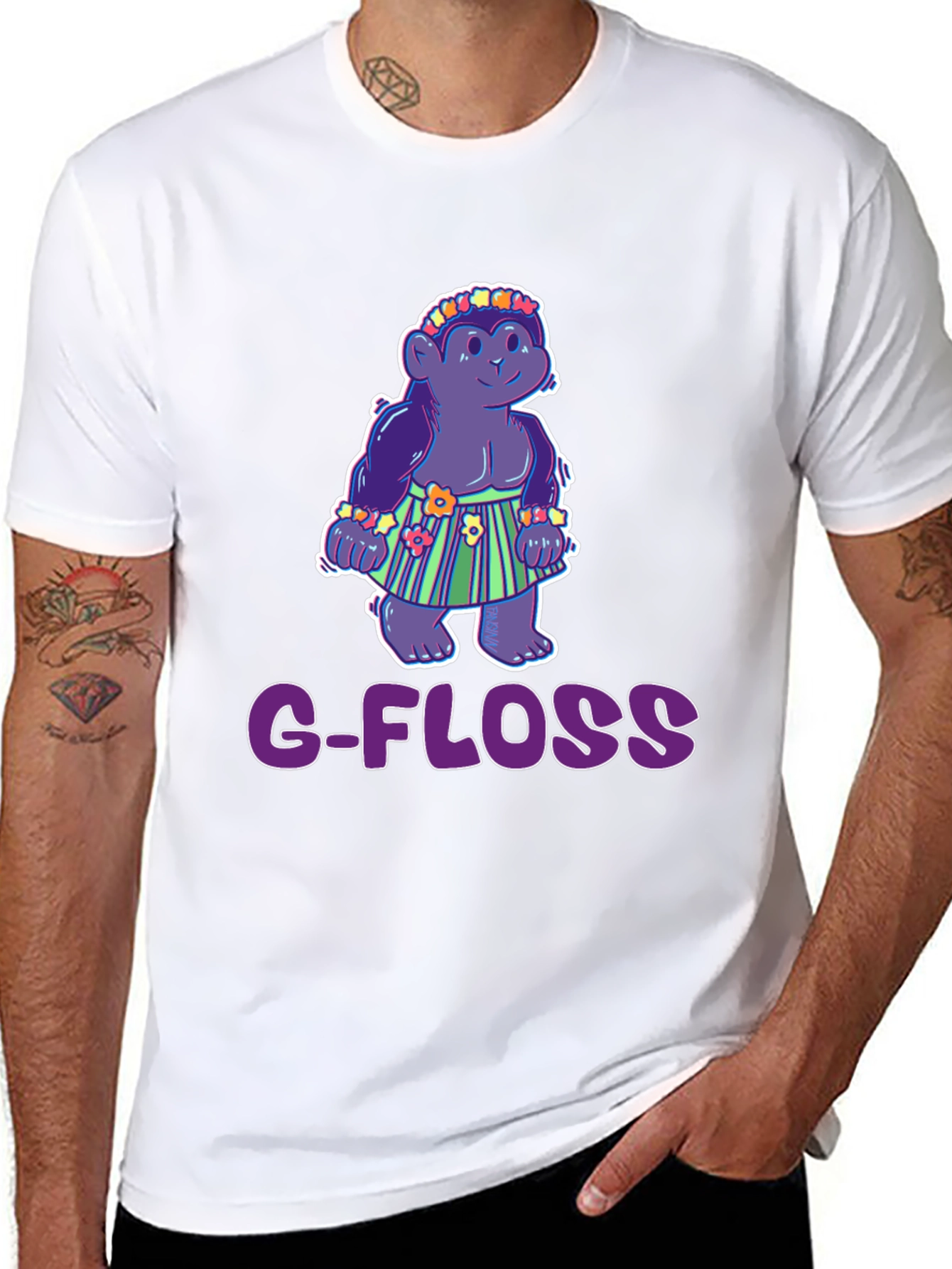 Camiseta Negra con Diseño Gracioso G-FLOSS