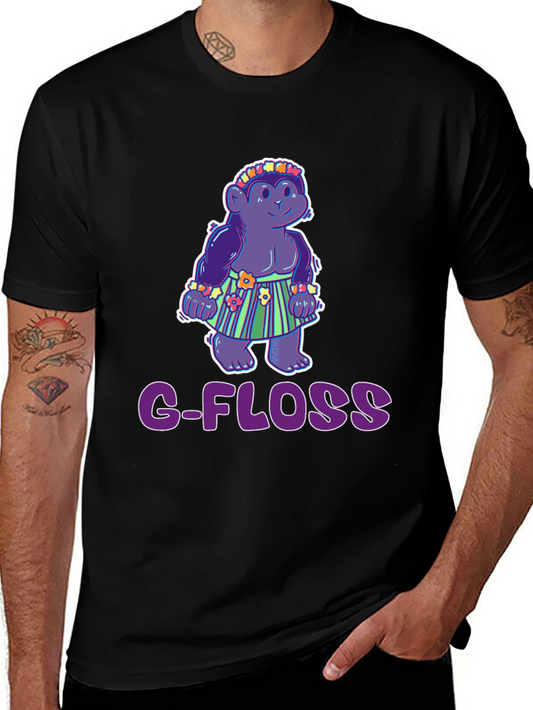 Camiseta Negra con Diseño Gracioso G-FLOSS