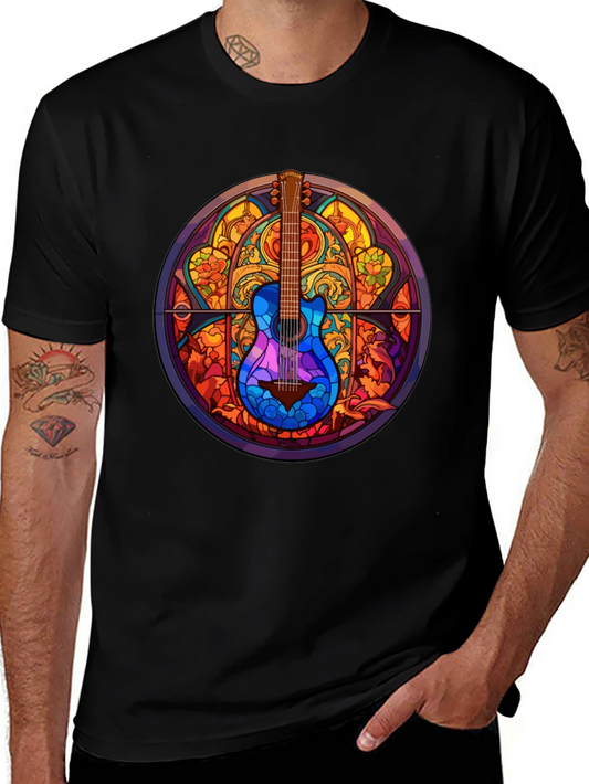Camiseta Negra con Diseño de Guitarra Vitral
