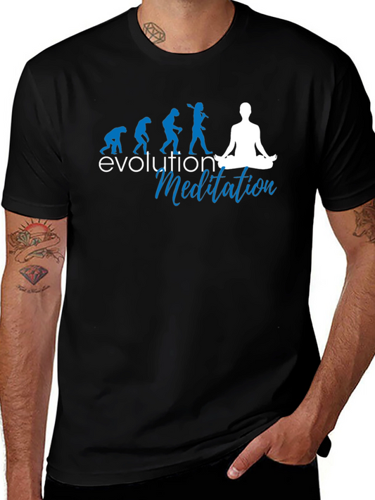 Camiseta Negra Evolución Meditación Hombre
