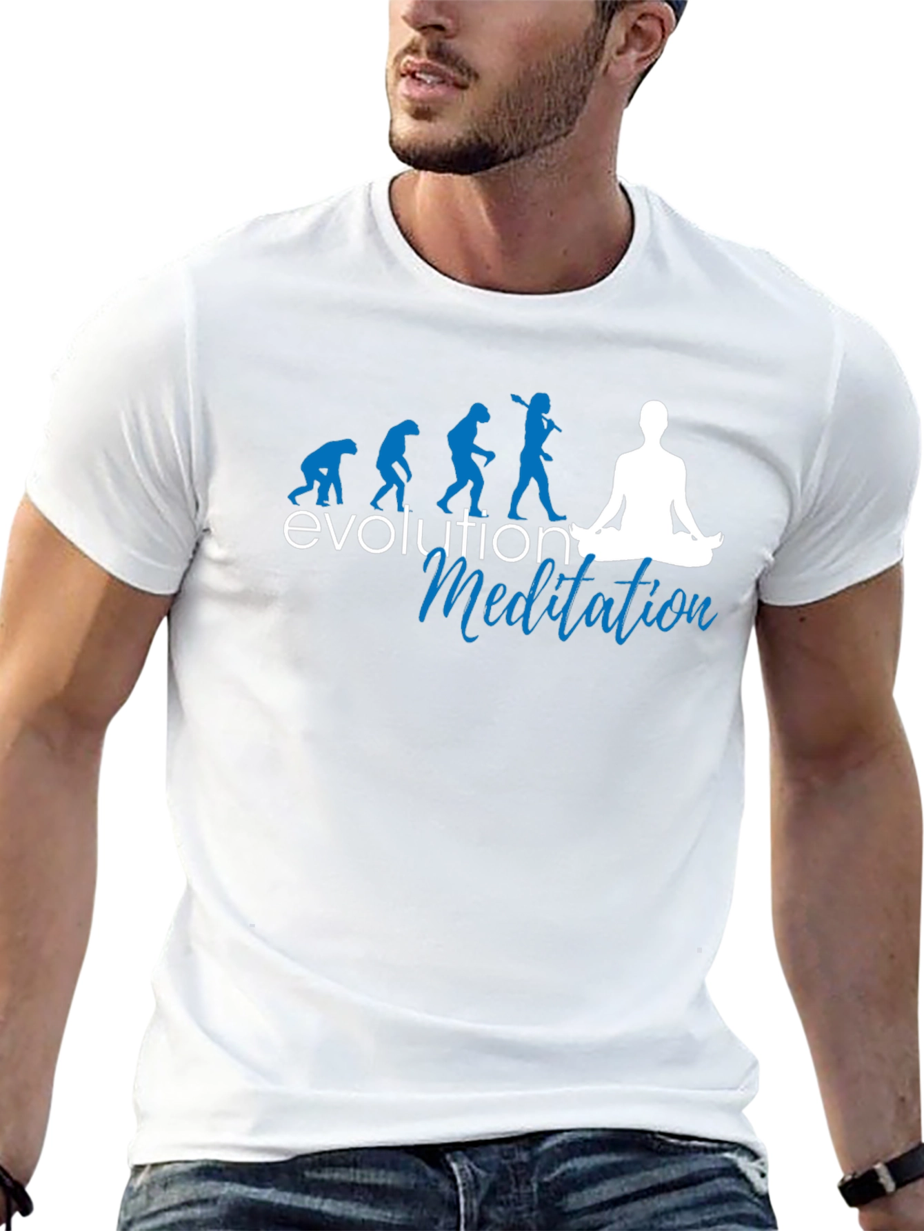 Camiseta Negra Evolución Meditación Hombre