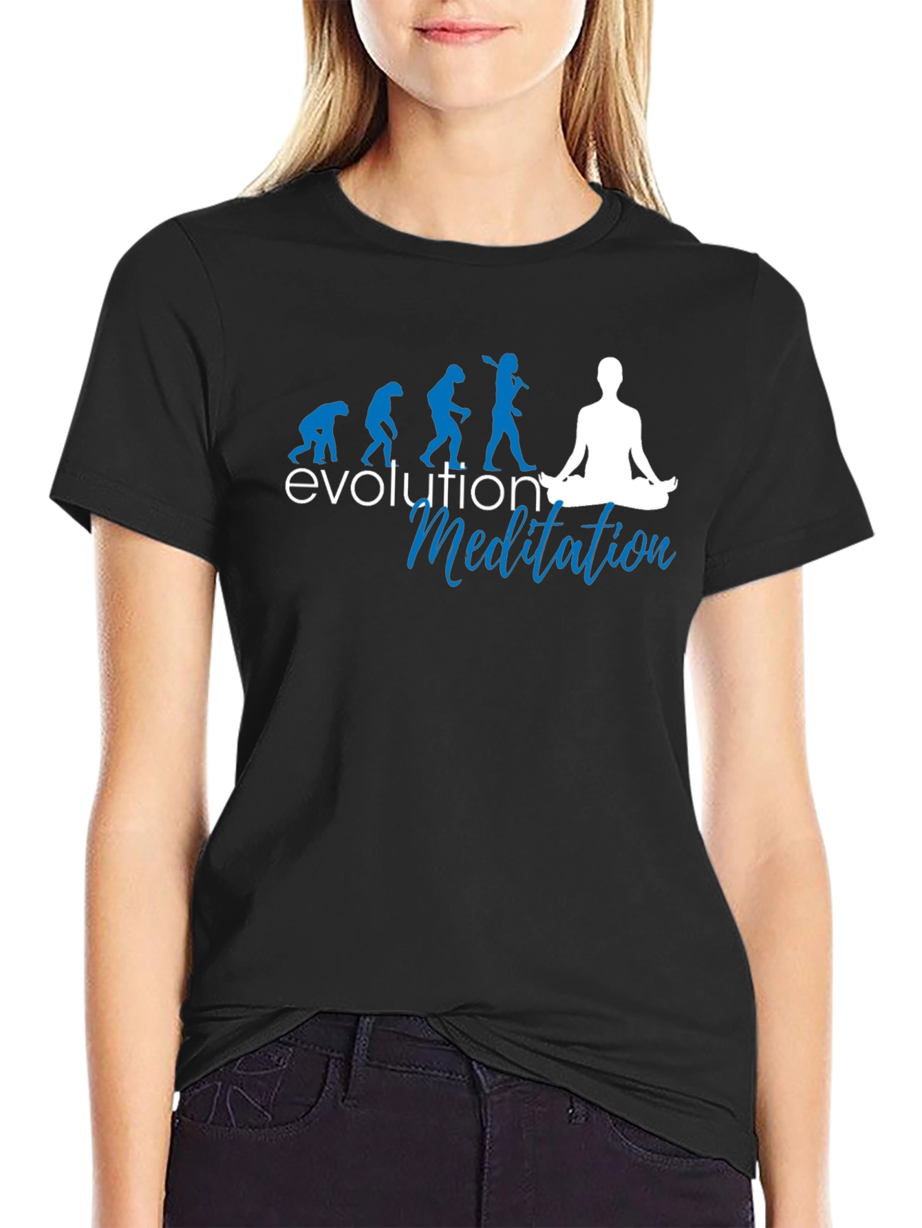 Camiseta Negra Evolución Meditación Hombre