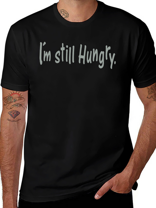 Camiseta Negra Aún Tengo Hambre Casual para Hombre
