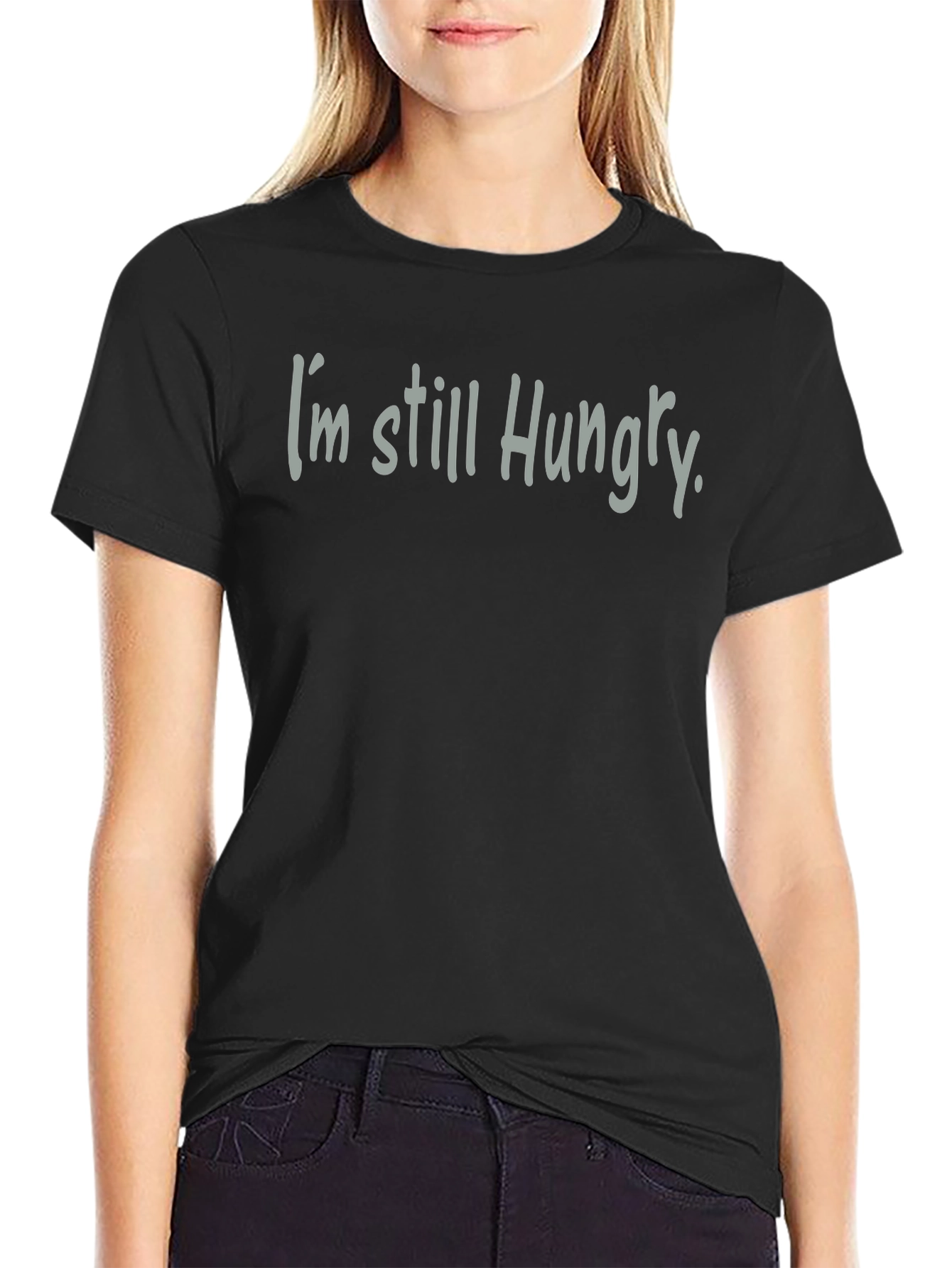 Camiseta Negra Aún Tengo Hambre Casual para Hombre