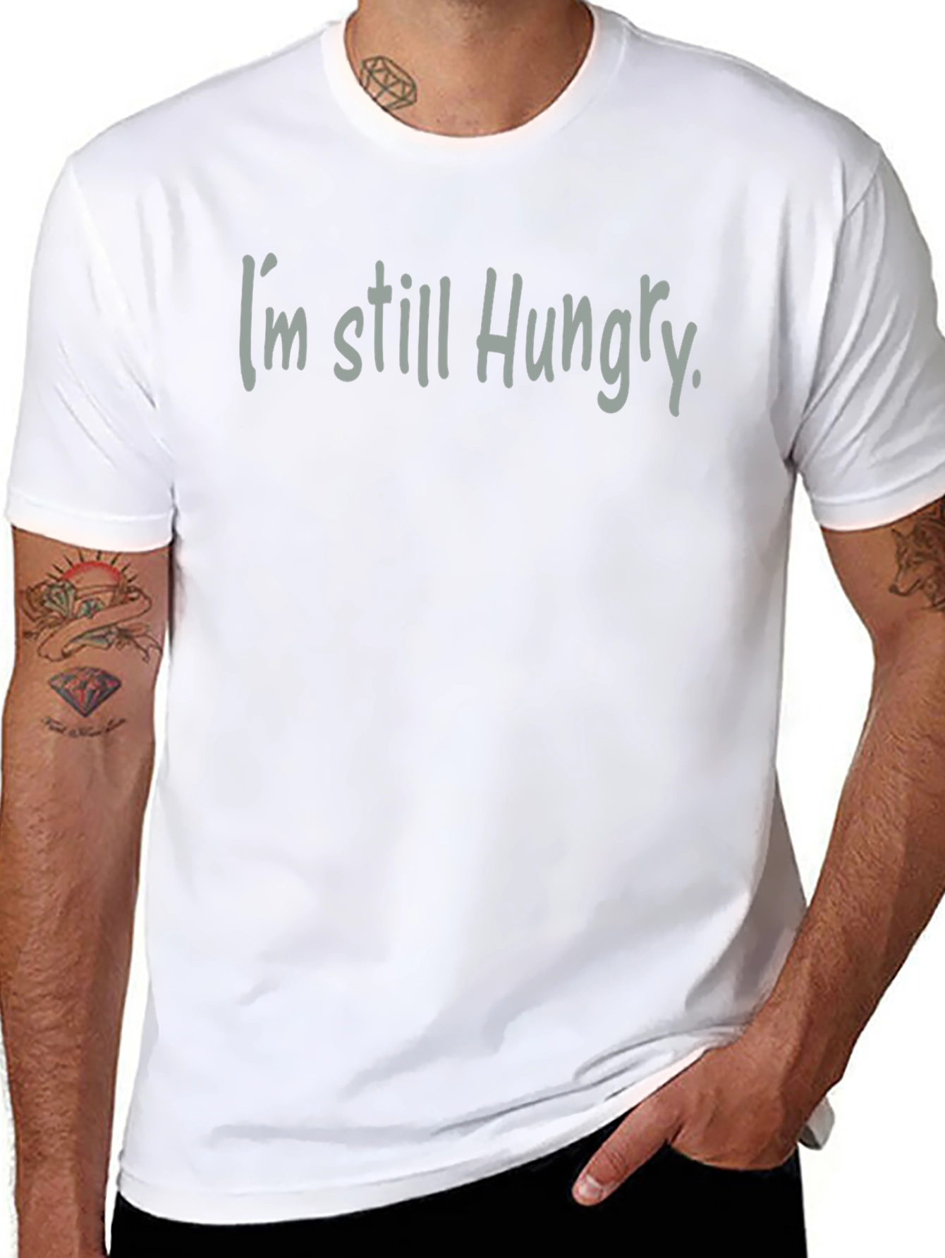 Camiseta Negra Aún Tengo Hambre Casual para Hombre