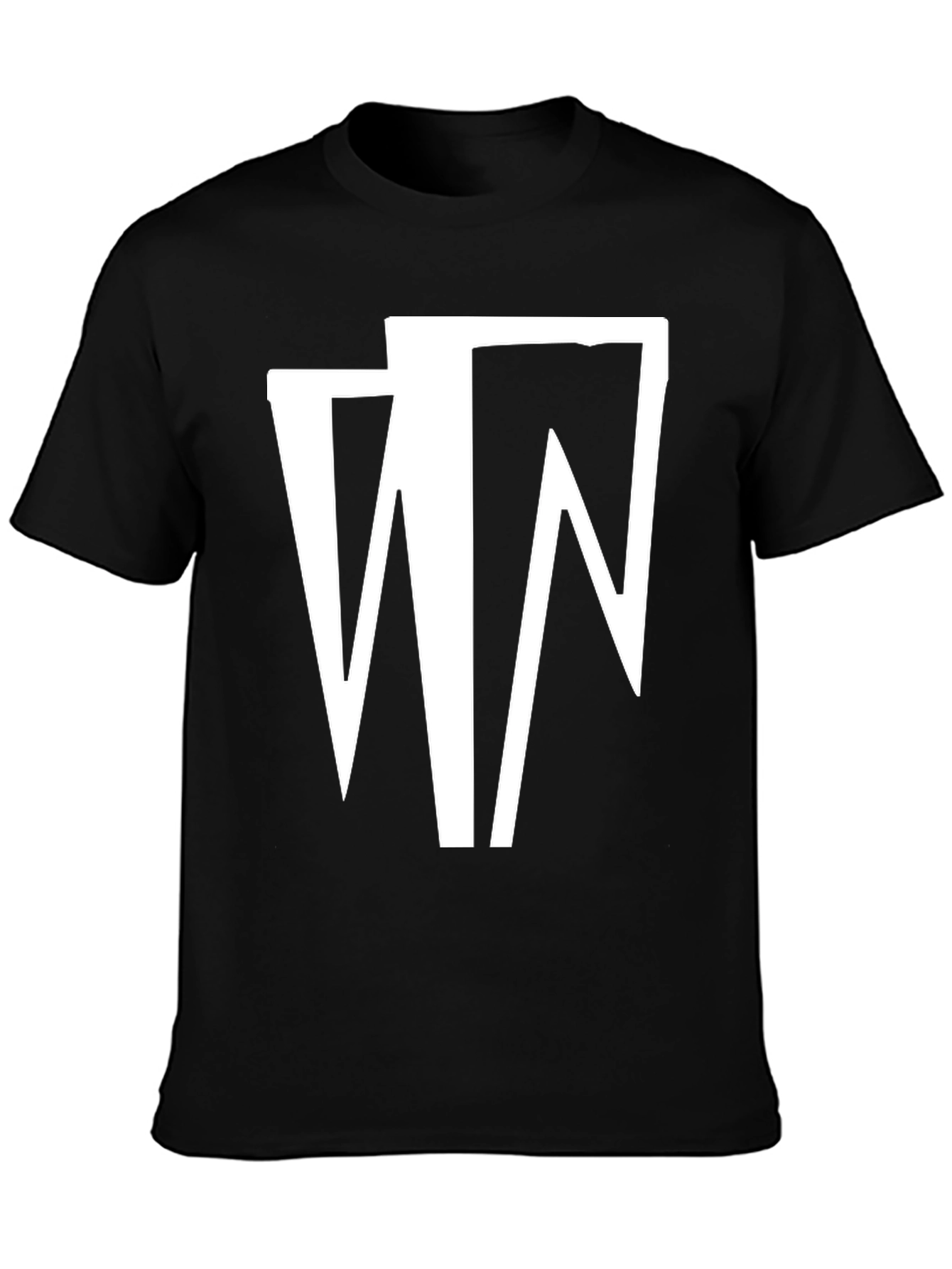 Camiseta Negra con Diseño Abstracto en Blanco