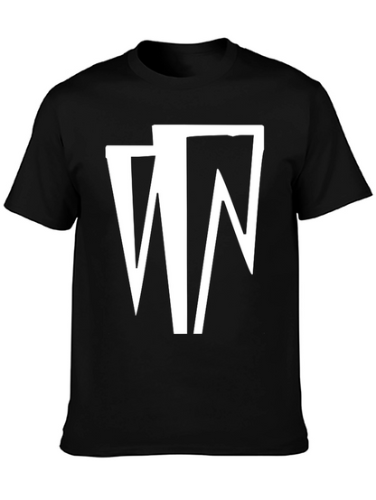 Camiseta Negra con Diseño Abstracto en Blanco