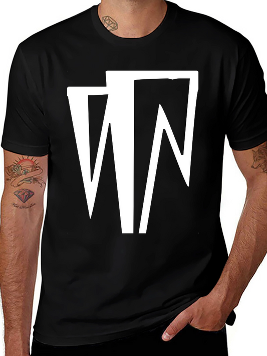 Camiseta Negra con Diseño Abstracto en Blanco