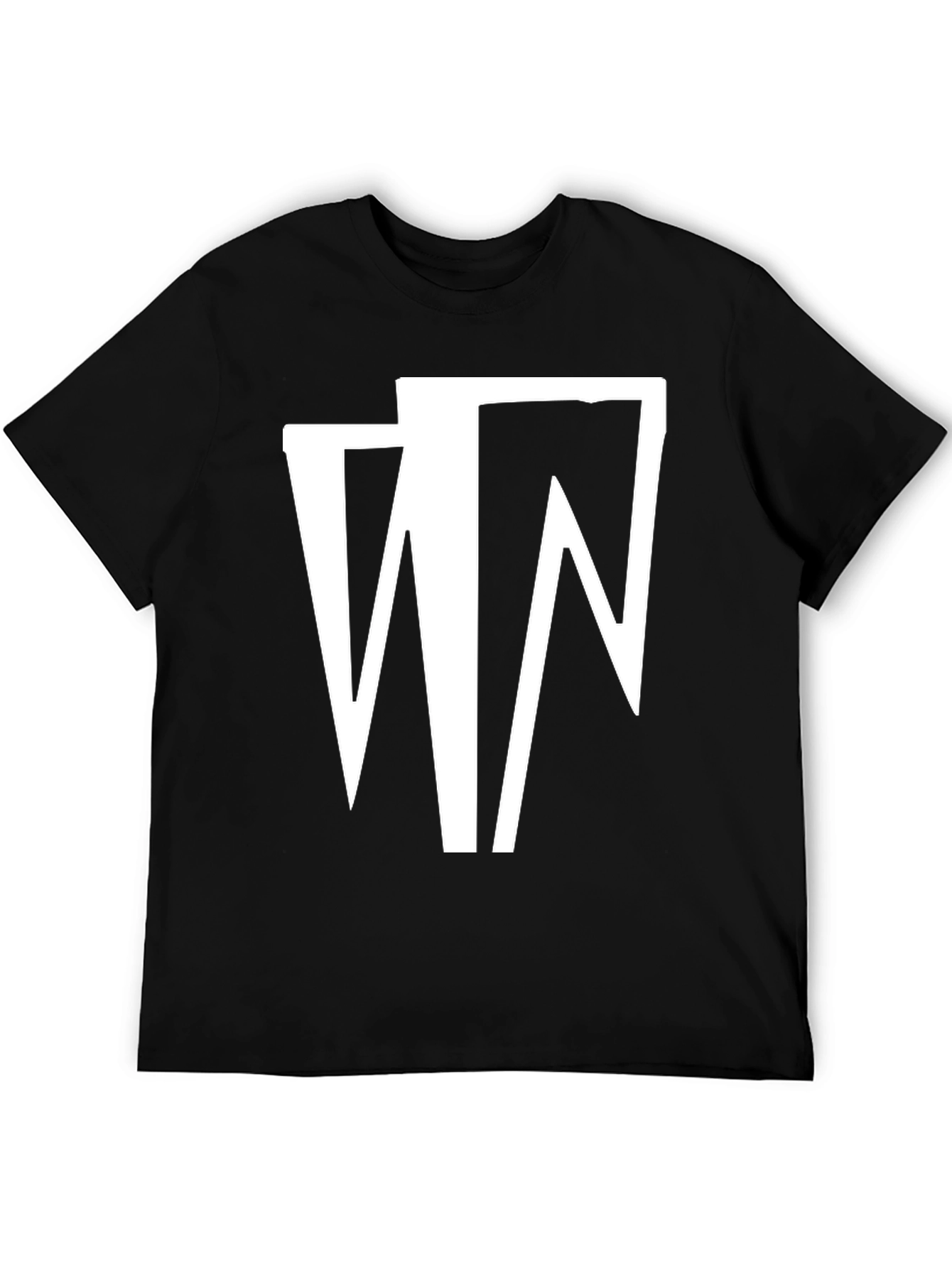 Camiseta Negra con Diseño Abstracto en Blanco