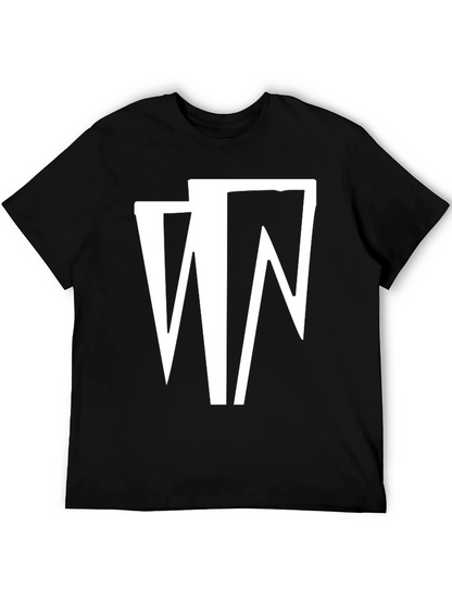 Camiseta Negra con Diseño Abstracto en Blanco