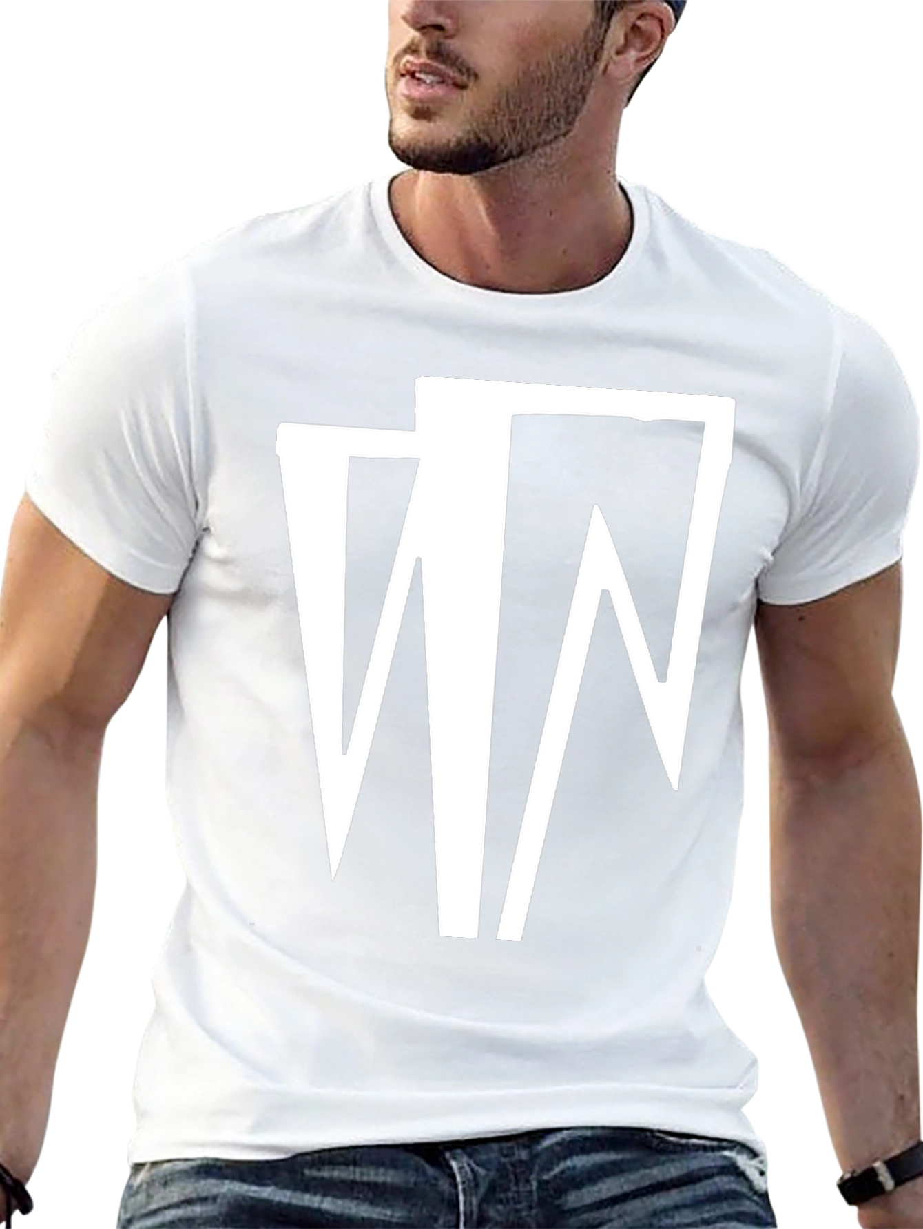 Camiseta Negra con Diseño Abstracto en Blanco