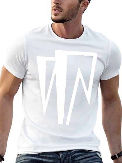 Camiseta Negra con Diseño Abstracto en Blanco