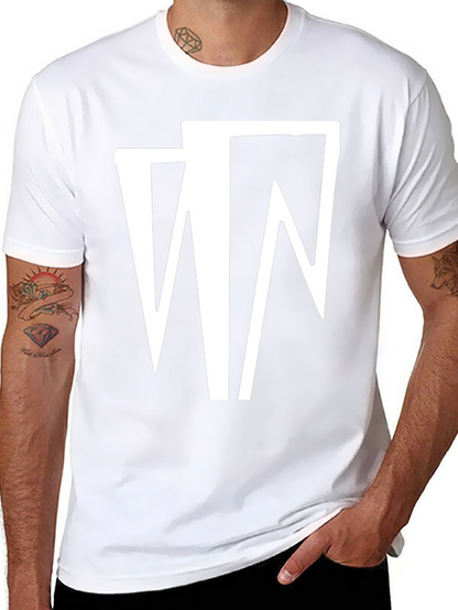 Camiseta Negra con Diseño Abstracto en Blanco