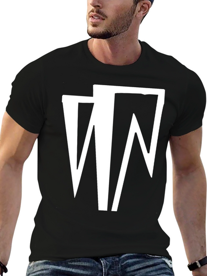 Camiseta Negra con Diseño Abstracto en Blanco