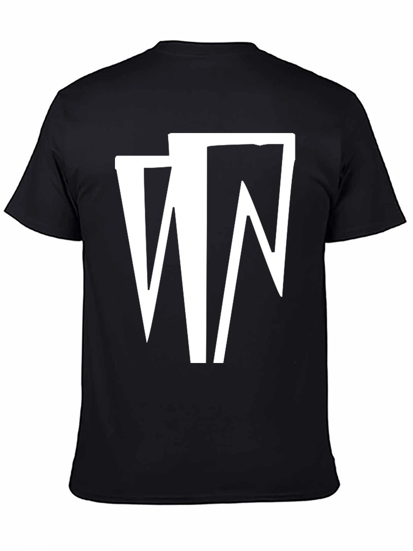 Camiseta Negra con Diseño Abstracto en Blanco
