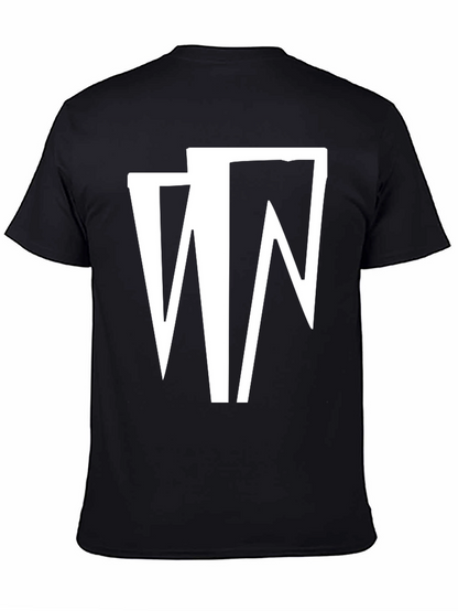 Camiseta Negra con Diseño Abstracto en Blanco