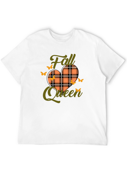 Camiseta Negra Reina de Otoño con Diseño a Cuadros