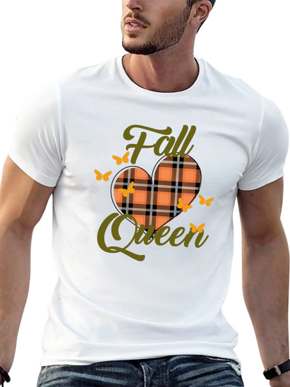 Camiseta Negra Reina de Otoño con Diseño a Cuadros