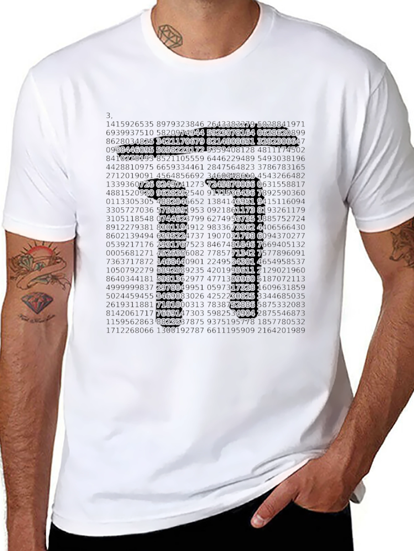 Camiseta Hombre Diseño Matemáticas Número Pi Algodón