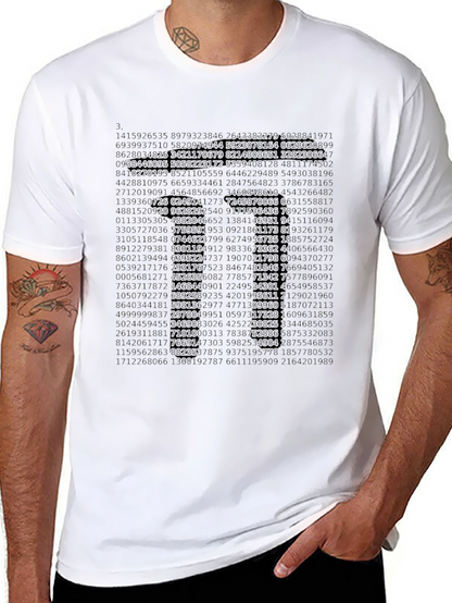 Camiseta Hombre Diseño Matemáticas Número Pi Algodón