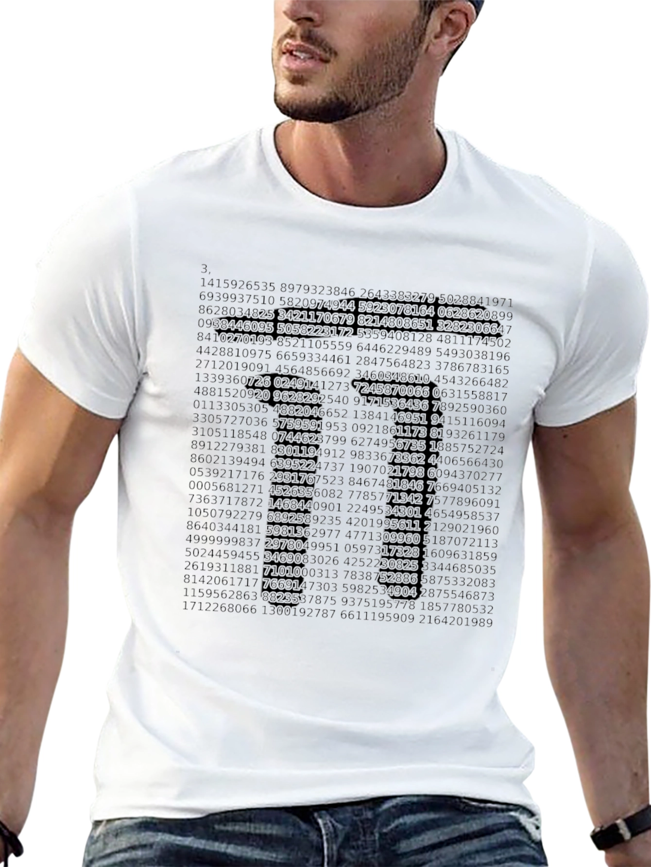 Camiseta Hombre Diseño Matemáticas Número Pi Algodón