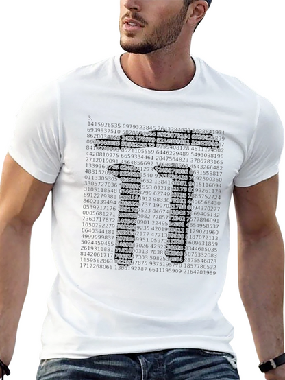 Camiseta Hombre Diseño Matemáticas Número Pi Algodón