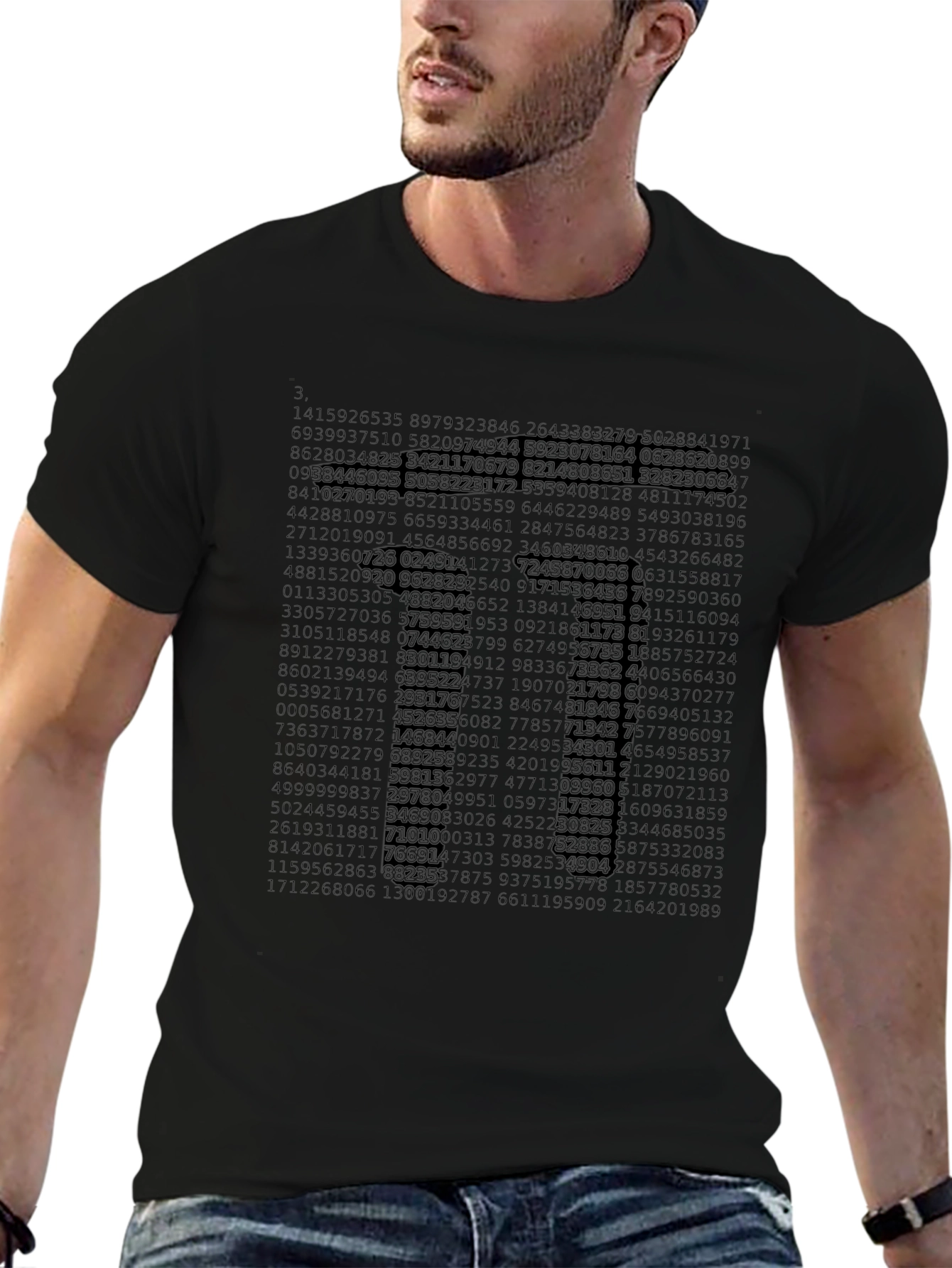 Camiseta Hombre Diseño Matemáticas Número Pi Algodón
