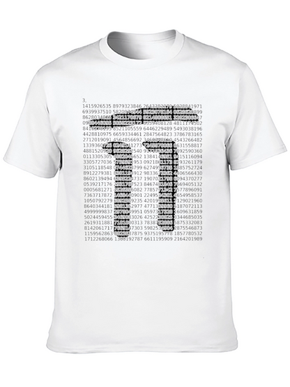 Camiseta Hombre Diseño Matemáticas Número Pi Algodón